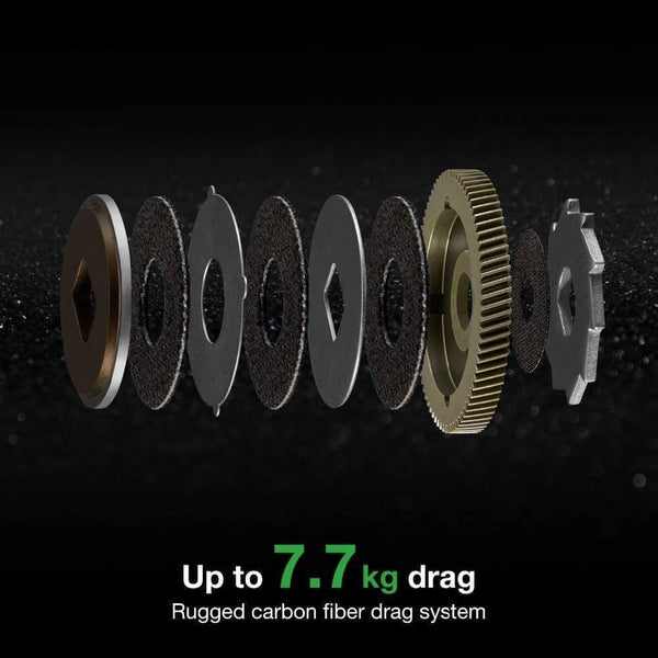 Planet Gates Phantom Baitcasting reel + Shallow Spool 7.0:1 Gear Ratio 7.7kg Max Drag 7 Bearings 162g Carbon Fiber Fishing Reel