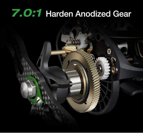 Planet Gates Phantom Baitcasting reel + Shallow Spool 7.0:1 Gear Ratio 7.7kg Max Drag 7 Bearings 162g Carbon Fiber Fishing Reel