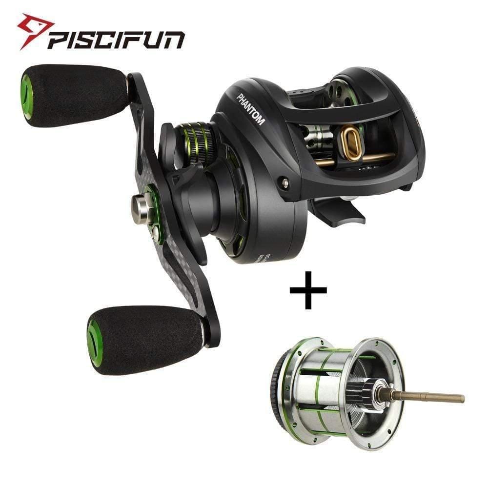 Planet Gates Phantom Baitcasting reel + Shallow Spool 7.0:1 Gear Ratio 7.7kg Max Drag 7 Bearings 162g Carbon Fiber Fishing Reel