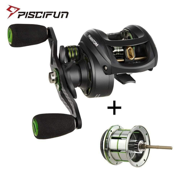 Planet Gates Phantom Baitcasting reel + Shallow Spool 7.0:1 Gear Ratio 7.7kg Max Drag 7 Bearings 162g Carbon Fiber Fishing Reel