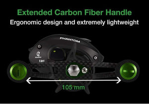 Planet Gates Phantom Carbon Fiber Ultralight 162g Baitcasting Reel Dual Brake 7.7kg Max Drag 7.0:1 Freshwater Fishing Reel