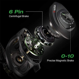 Planet Gates Phantom Fishing Reel Carbon Fiber Ultralight 162g Dual Brake 7.7kg Max Drag 7.0:1 Gear Ratio Lake Baitcasting Reel