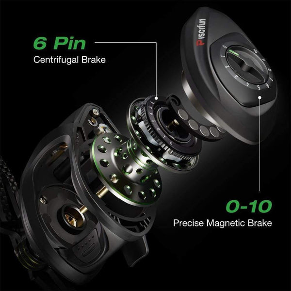 Planet Gates Phantom Fishing Reel Carbon Fiber Ultralight 162g Dual Brake 7.7kg Max Drag 7.0:1 Gear Ratio Lake Baitcasting Reel
