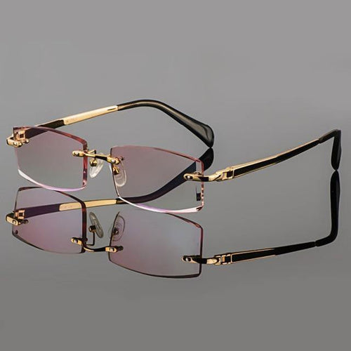 Planet Gates Phantom trimming titanium eyewear male model diamond trimming Gold rimless finished prescription