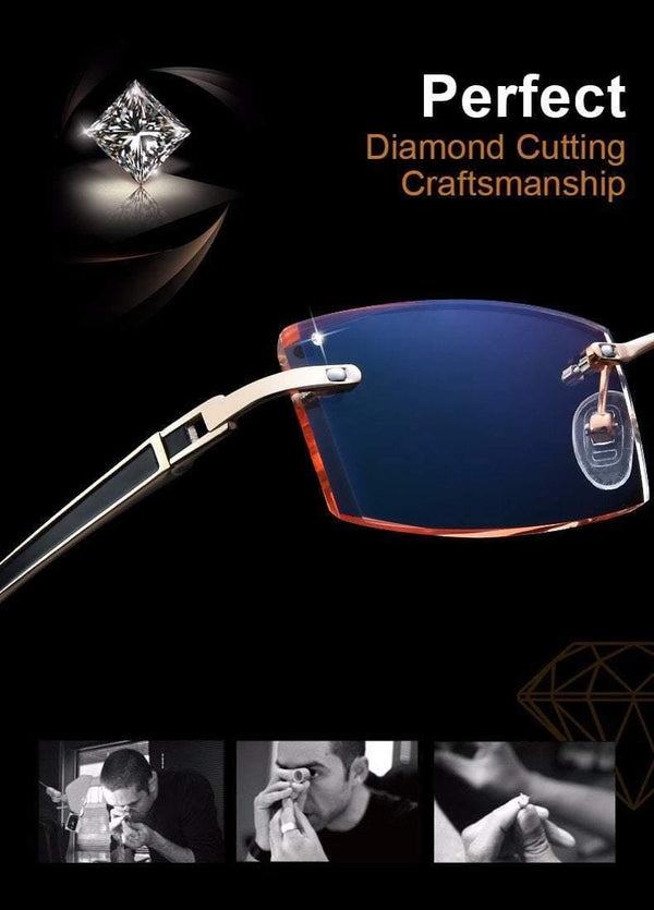 Planet Gates Phantom trimming titanium eyewear male model diamond trimming Gold rimless finished prescription