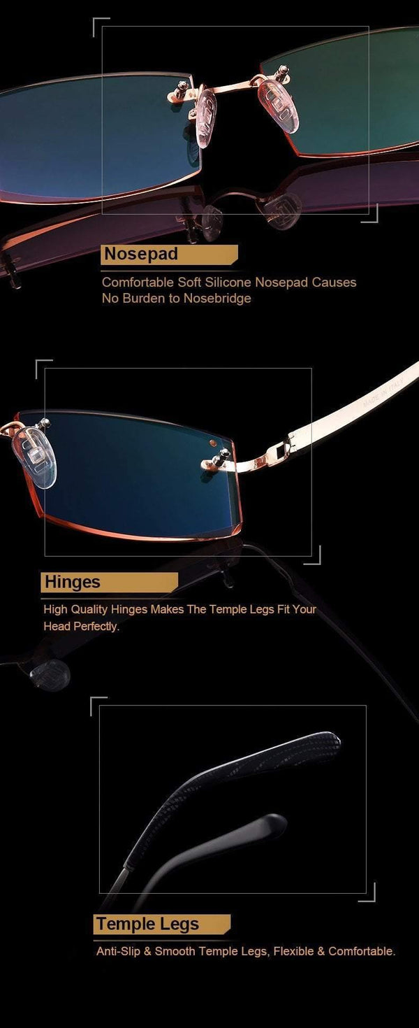 Planet Gates Phantom trimming titanium eyewear male model diamond trimming Gold rimless finished prescription