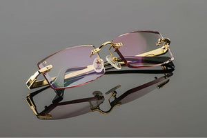 Planet Gates Phantom trimming titanium eyewear male model diamond trimming Gold rimless finished prescription