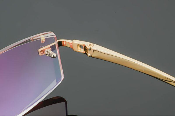 Planet Gates Phantom trimming titanium eyewear male model diamond trimming Gold rimless finished prescription