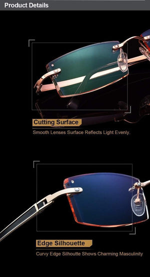 Planet Gates Phantom trimming titanium eyewear male model diamond trimming Gold rimless finished prescription