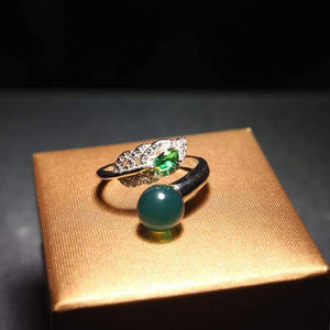 Planet Gates Phoenix tail blue amber  ring resizable ring high quality  diamond ring with 925 sterling silver women rings