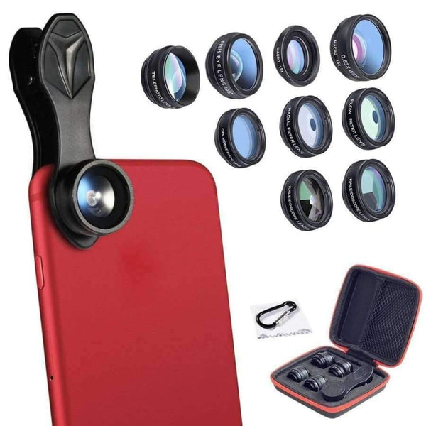 Planet Gates Phone lens kit universal 10 in 1 Fisheye Wide Angle macro Lens CPL Filter Kaleidoscope+2X telescope Lens for smartphone