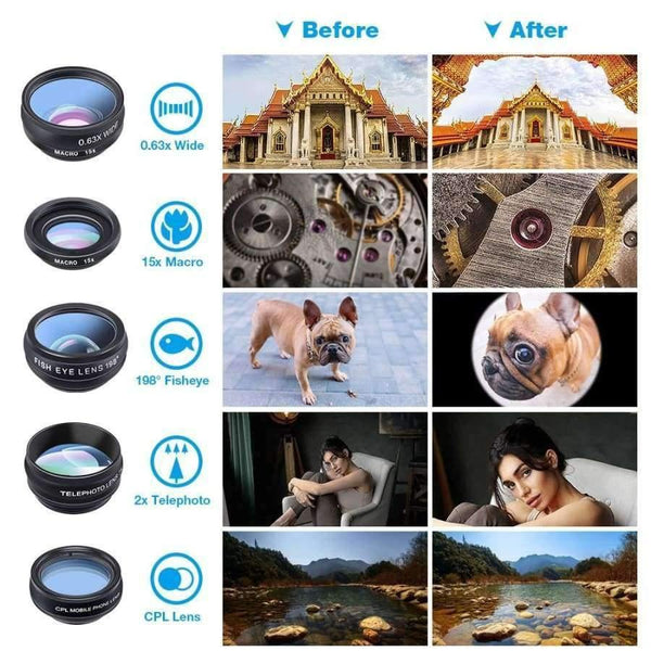 Planet Gates Phone lens kit universal 10 in 1 Fisheye Wide Angle macro Lens CPL Filter Kaleidoscope+2X telescope Lens for smartphone