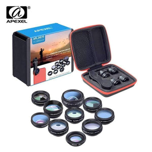 Planet Gates Phone lens kit universal 10 in 1 Fisheye Wide Angle macro Lens CPL Filter Kaleidoscope+2X telescope Lens for smartphone