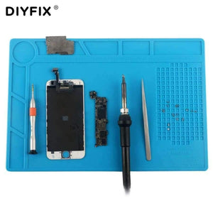Planet Gates Phone Repair Tools 34x23cm Heat Insulation Silicone Pad Desk Mat BGA Soldering Station with Screw Position
