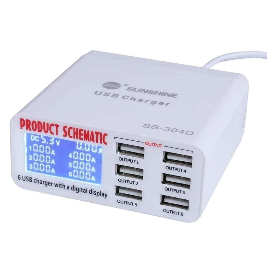 Planet Gates Phone Repair Tools 6 Port USB Fast Charger With LCD Display for Iphone Samsung Ipad Mobile Phone Repair Tool