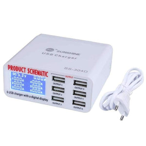 Planet Gates Phone Repair Tools 6 Port USB Fast Charger With LCD Display for Iphone Samsung Ipad Mobile Phone Repair Tool