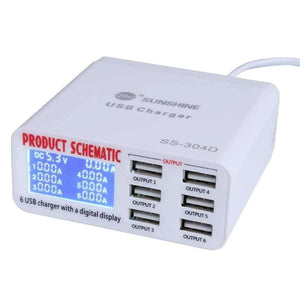 Planet Gates Phone Repair Tools 6 Port USB Fast Charger With LCD Display for Iphone Samsung Ipad Mobile Phone Repair Tool