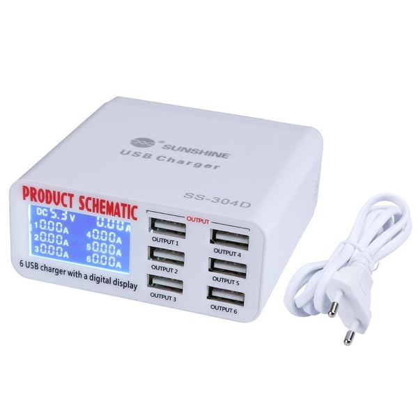 Planet Gates Phone Repair Tools 6 Port USB Fast Charger With LCD Display for Iphone Samsung Ipad Mobile Phone Repair Tool