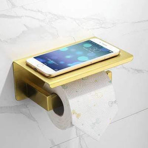 Planet Gates phone shelf Bathroom Accessories Set 304 Stainless Steel Toilet Paper Holder Toilet Brush Holder Wall Mounted Brushed Bathroom Hardware