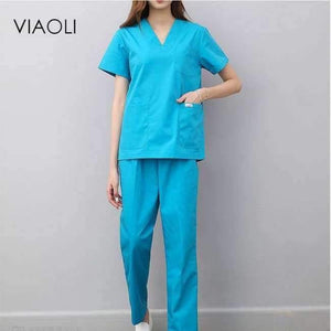 Planet Gates photo 1 / L Women and men Medical Uniforms Nursing Scrubs Clothes Short Sleeve coat Doctor Clothing  Brush hand clothing v-collar