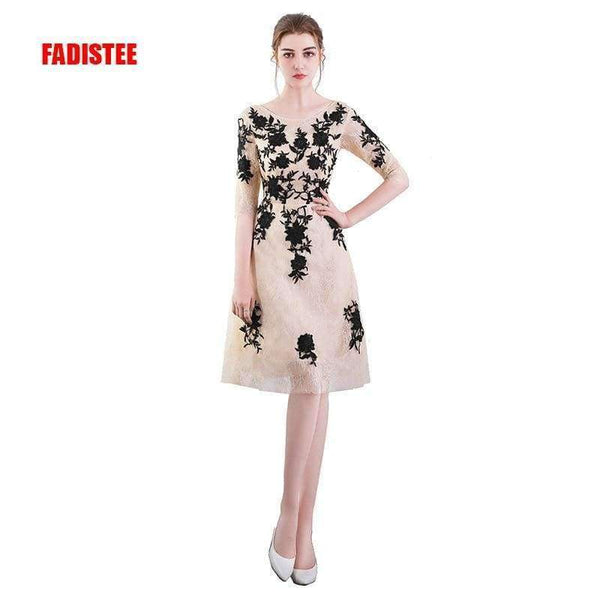 Planet Gates photo color / 2 New arrival cocktail party Dresses Vestido de Festa scoop neck appliques lace half sleeves short style dress