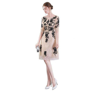 Planet Gates photo color / 2 New arrival cocktail party Dresses Vestido de Festa scoop neck appliques lace half sleeves short style dress