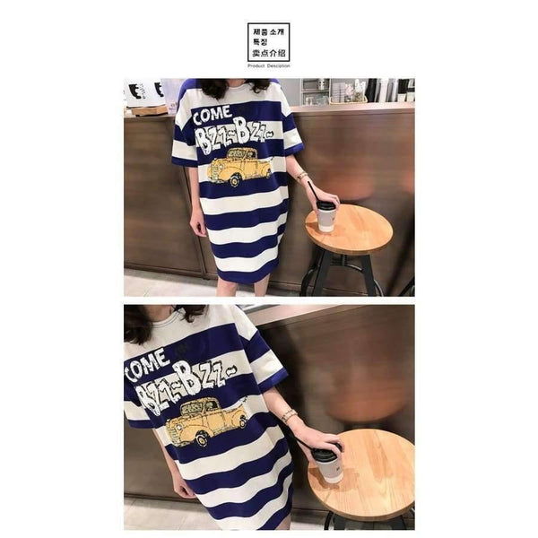 Planet Gates photo color / M Moms Clothes Summer shirts Pregnant Clothes Strip Tops  O-neck Mid-Calf Casual Plus Size Maternity Dresses 9107