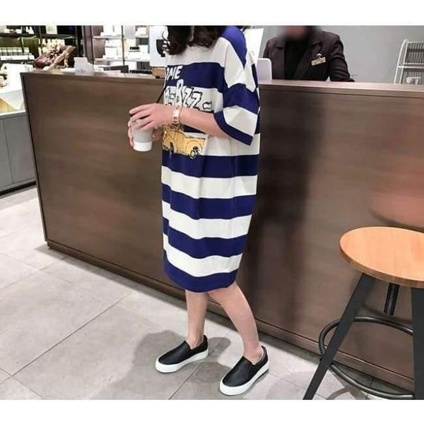 Planet Gates photo color / M Moms Clothes Summer shirts Pregnant Clothes Strip Tops  O-neck Mid-Calf Casual Plus Size Maternity Dresses 9107