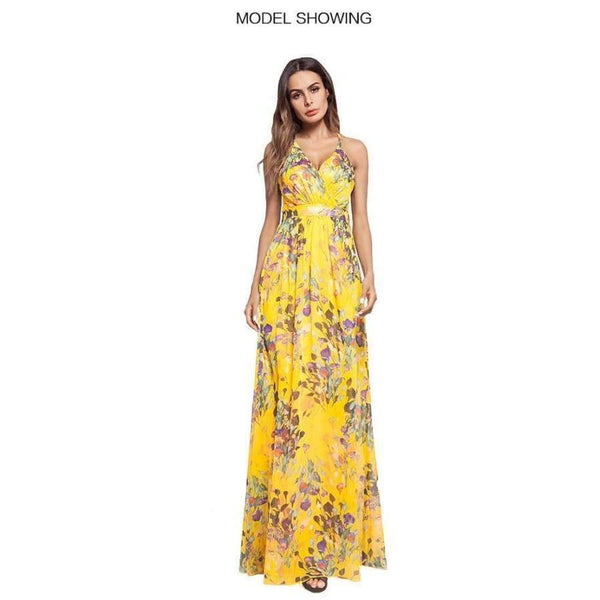 Planet Gates Photo color / S MingJieBiHuo Fashion women elegant chiffon dress new arrival OL office boho spaghetti strap floral temperament beach long dress