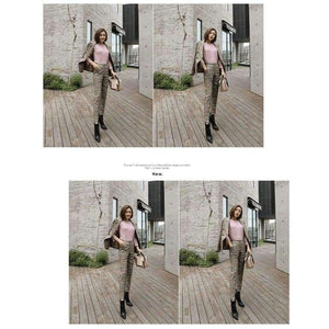 Planet Gates photo color / S New Business Pant Suits Set Blazers Formal Women OL Elegant Plaid 2 Piece Sets Uniform Jackets Set / High Quality