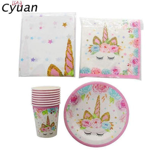 Planet Gates photo props Unicorn Party Disposable Tableware Set Kids Birthday Party Paper Cup Plate Hat 1st First Birthday Party Decor Supplies