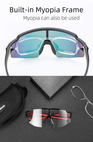 Planet Gates Photochromic Cycling Glasses Polarized Built-in Myopia Frame Sports Sunglasses Men Women Glasses Cycling Eyewear Goggle