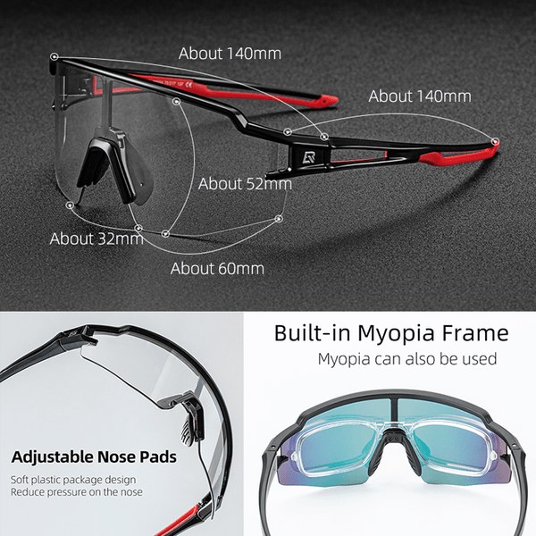 Planet Gates Photochromic Cycling Glasses Polarized Built-in Myopia Frame Sports Sunglasses Men Women Glasses Cycling Eyewear Goggle
