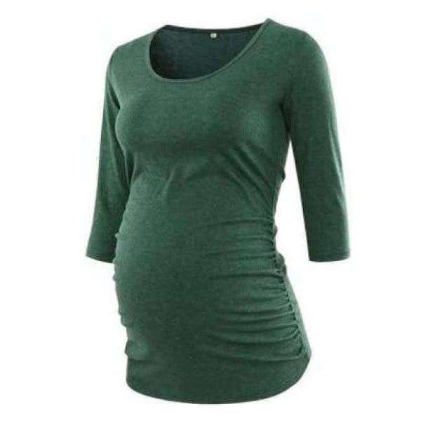 Planet Gates pic 2 / L Women's Blouse Maternity Clothes Side Ruched 3 Quarter Sleeve Maternity Scoop Neck Jersey Top Pregnancy Clothes for Women Tops