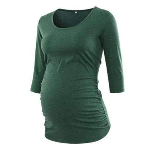 Planet Gates pic 2 / S Pregnant Blouse Maternity Clothes Side Ruched 3 Quarter Sleeve Maternity Scoop Neck Jersey Top Pregnancy Clothes for Women Tops