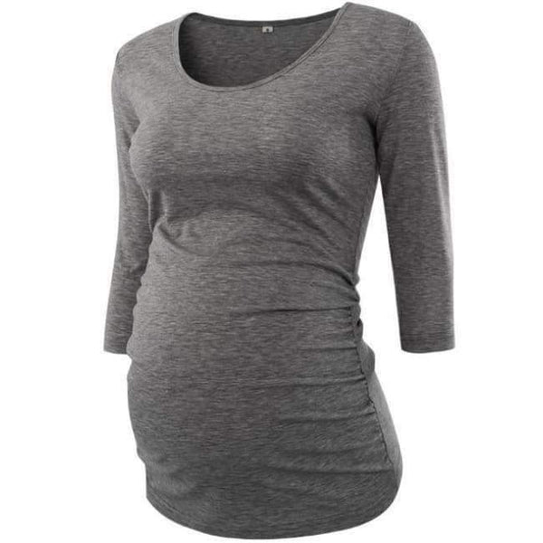 Planet Gates pic 3 / S Pregnant Blouse Maternity Clothes Side Ruched 3 Quarter Sleeve Maternity Scoop Neck Jersey Top Pregnancy Clothes for Women Tops