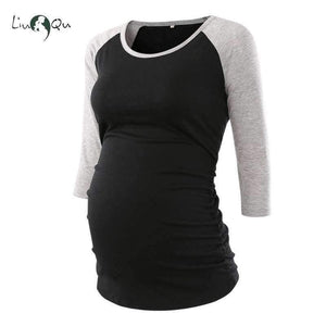 Planet Gates pic 4 / L Pregnant Blouse Maternity Clothes Side Ruched 3 Quarter Sleeve Tops Striped Floral  Jersey Top Pregnancy Clothes for Women Tops