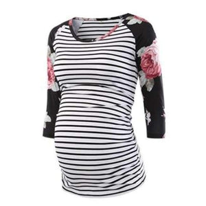 Planet Gates pic 5 / L Women's Blouse Maternity Clothes Side Ruched 3 Quarter Sleeve Maternity Scoop Neck Jersey Top Pregnancy Clothes for Women Tops