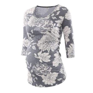 Planet Gates pic 5 / S Pregnant Blouse Maternity Clothes Side Ruched 3 Quarter Sleeve Maternity Scoop Neck Jersey Top Pregnancy Clothes for Women Tops