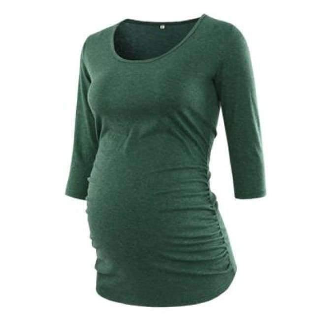 Planet Gates Women's Blouse Maternity Clothes Side Ruched 3 Quarter Sleeve Top Pregnancy Shirt Jersey Top Pregnant Clothes for Women Tops
