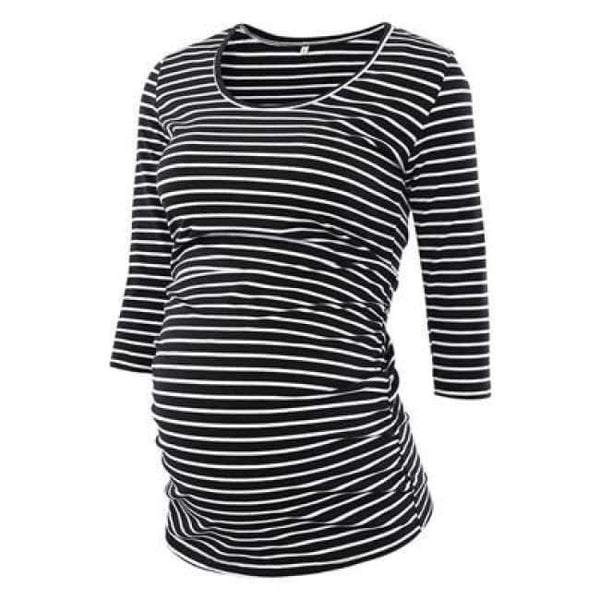 Planet Gates pic 8 / S Pregnant Blouse Maternity Clothes Side Ruched 3 Quarter Sleeve Maternity Scoop Neck Jersey Top Pregnancy Clothes for Women Tops