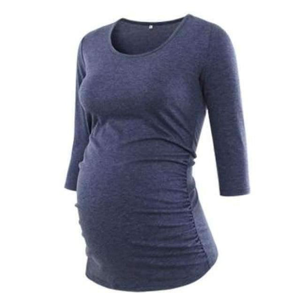 Planet Gates pic 8 / S Pregnant Blouse Maternity Clothes Side Ruched 3 Quarter Sleeve Tops Striped Floral  Jersey Top Pregnancy Clothes for Women Tops