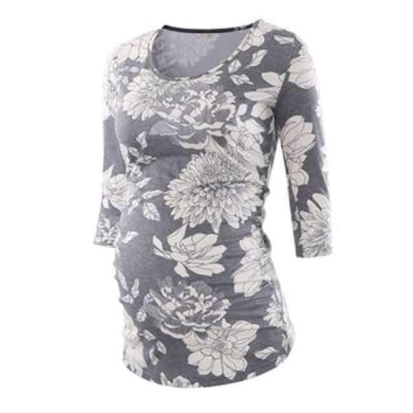 Planet Gates pic / L Women's Blouse Maternity Clothes Side Ruched 3 Quarter Sleeve Maternity Scoop Neck Jersey Top Pregnancy Clothes for Women Tops