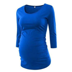 Planet Gates pic / S Pregnant Blouse Maternity Clothes Side Ruched 3 Quarter Sleeve Tops Striped Floral  Jersey Top Pregnancy Clothes for Women Tops