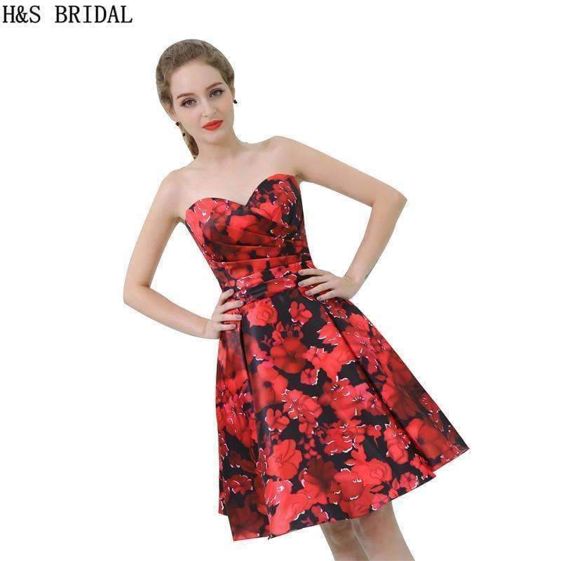 Planet Gates Picture color / 2 BRIDAL Sweetheart cocktail dresses 2017 party Backless vestido cocktail Print Flower fabric cocktail dresses