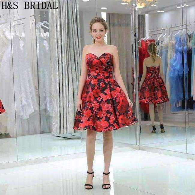 Planet Gates Picture color / 2 BRIDAL Sweetheart cocktail dresses 2017 party Backless vestido cocktail Print Flower fabric cocktail dresses