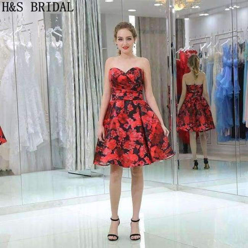 Planet Gates Picture color / 2 BRIDAL Sweetheart cocktail dresses 2017 party Backless vestido cocktail Print Flower fabric cocktail dresses