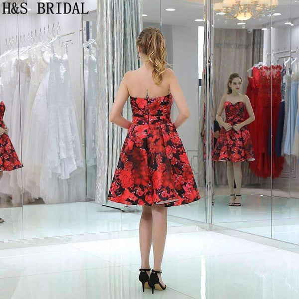 Planet Gates Picture color / 2 BRIDAL Sweetheart cocktail dresses 2017 party Backless vestido cocktail Print Flower fabric cocktail dresses