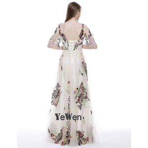 Planet Gates Picture color / 2 Champagne Evening Dress elegant for Women Sleeveless Long Sexy Half Sleeves Plus Size Prom Dresses 2018 Party gown