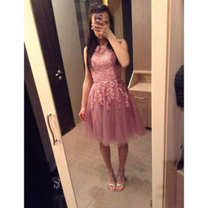 Planet Gates picture color / 2 Hot Sale Tulle Applique Pearls Short Prom Dress Party Cocktail Dresses Cap Sleeve Vestidos De Coctel Robe